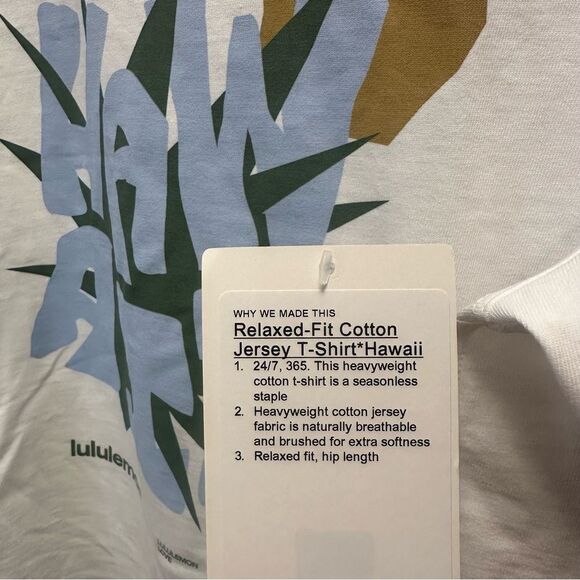NWT 10 Lululemon Relaxed-Fit Cotton Jersey T-Shirt Hawaii City Big Island Logo - Picture 3 of 6